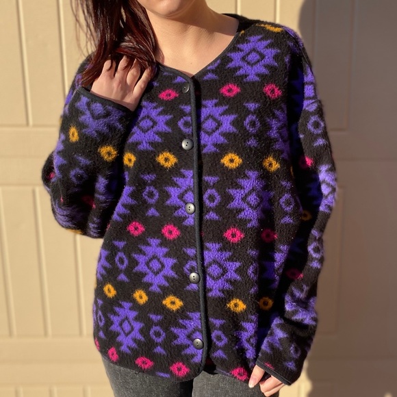 Vintage Geometric Fleece Jacket - Picture 1 of 7